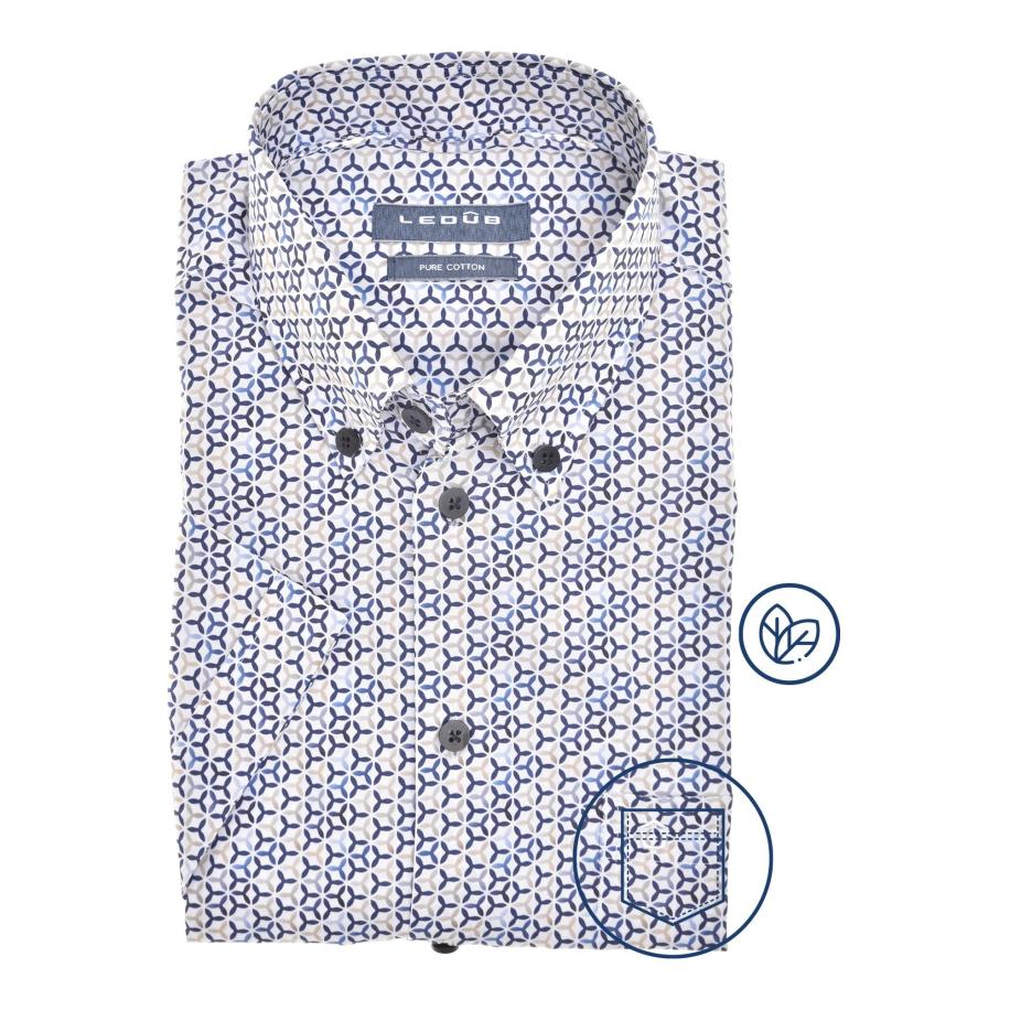 Ledȗb Overhemd Korte mouw blauw/geel Multicolor