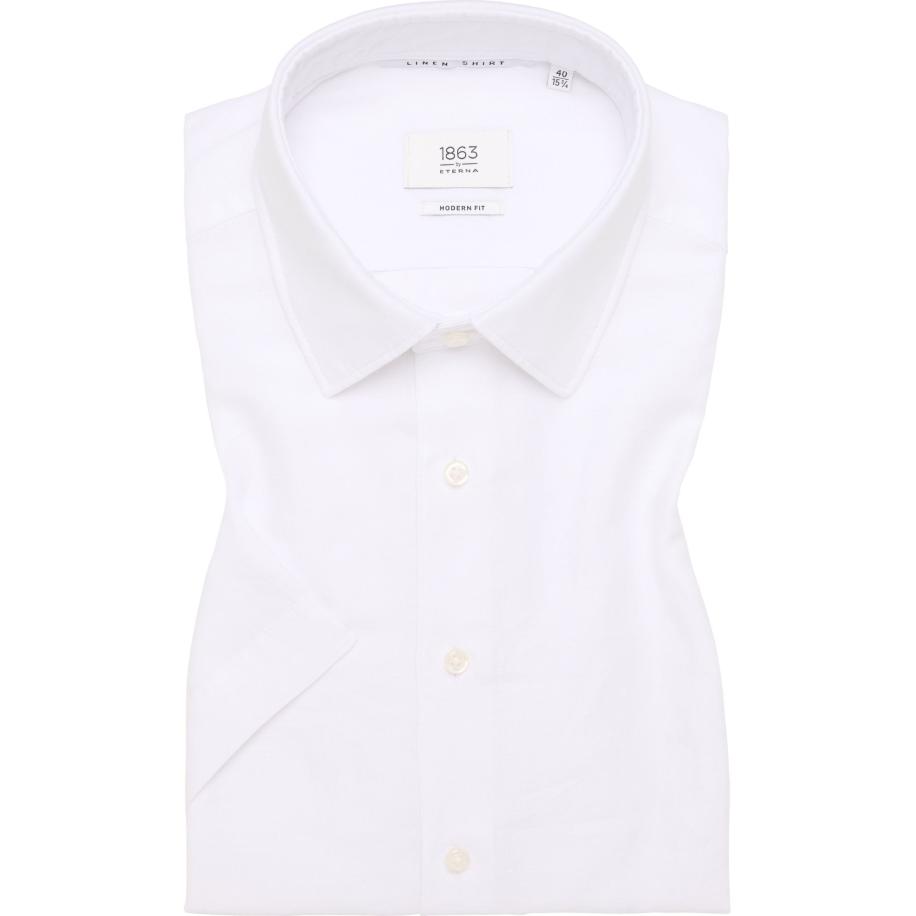 ETERNA 1863 Linnen Overhemd wit, Effen Wit