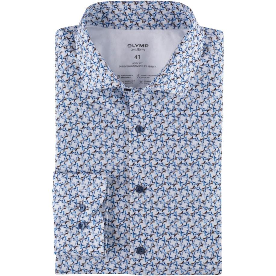 OLYMP Level Five 24/Seven Jersey shirt blauw, Bedrukt Blauw