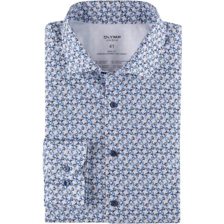 OLYMP Level Five 24/Seven Jersey shirt blauw, Bedrukt