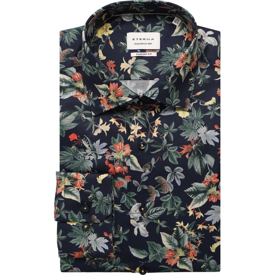 ETERNA Overhemd marine, Bedrukt Blauw