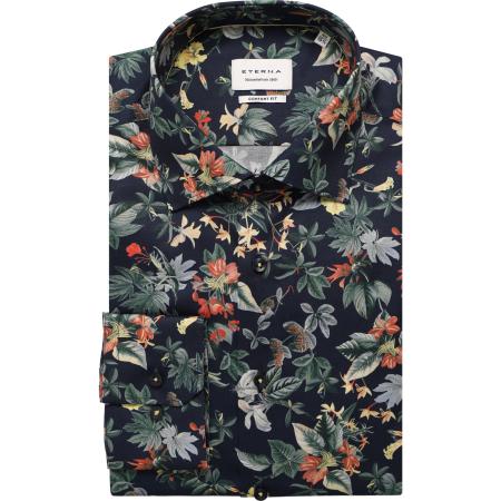 ETERNA Overhemd marine, Bedrukt