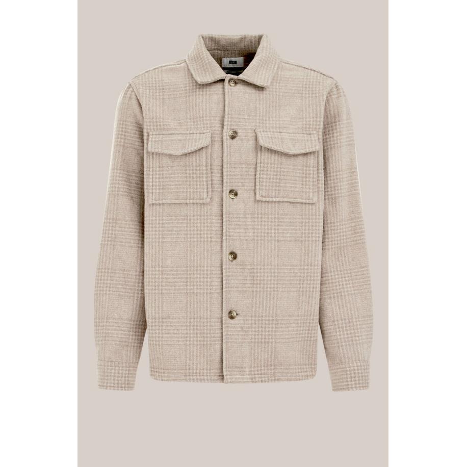 WE Fashion Heren regular fit geweven overshirt met ruit - Regular fit - Greige - Maat: XS Grijs