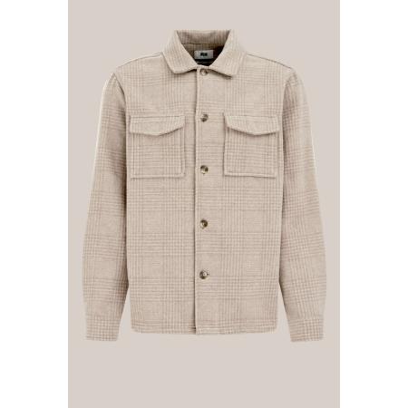 WE Fashion Heren regular fit geweven overshirt met ruit - Regular fit - Greige - Maat: XS