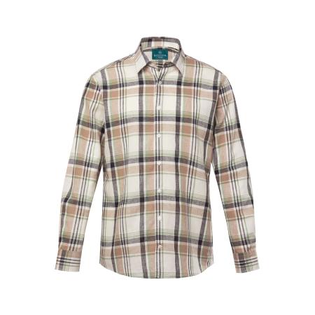 Boston Park Boston Park Overhemd beige / chamois / groen / zwart gemêleerd