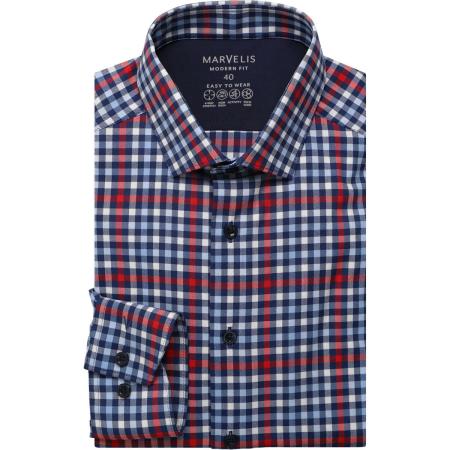 Marvelis Performance Overhemd rood, Ruit