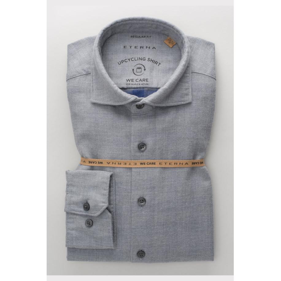 ETERNA Flanellen Overhemd grijs, Effen Grijs