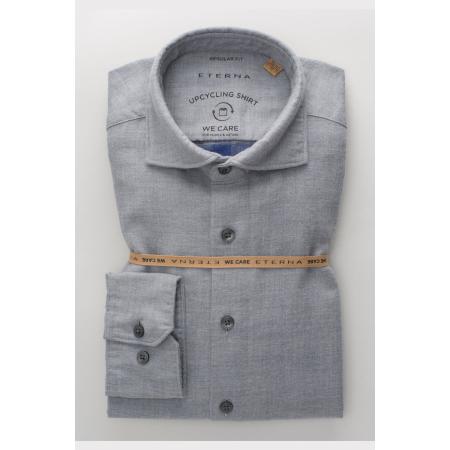 ETERNA Flanellen Overhemd grijs, Effen