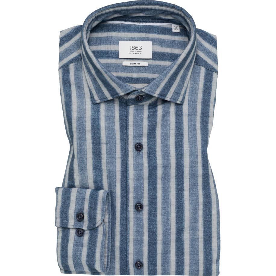 ETERNA 1863 Overhemd blauw, Gestreept Blauw
