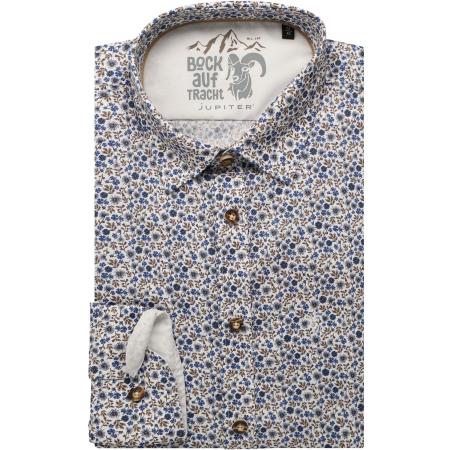 Jupiter Traditioneel overhemd middenblauw, Motief