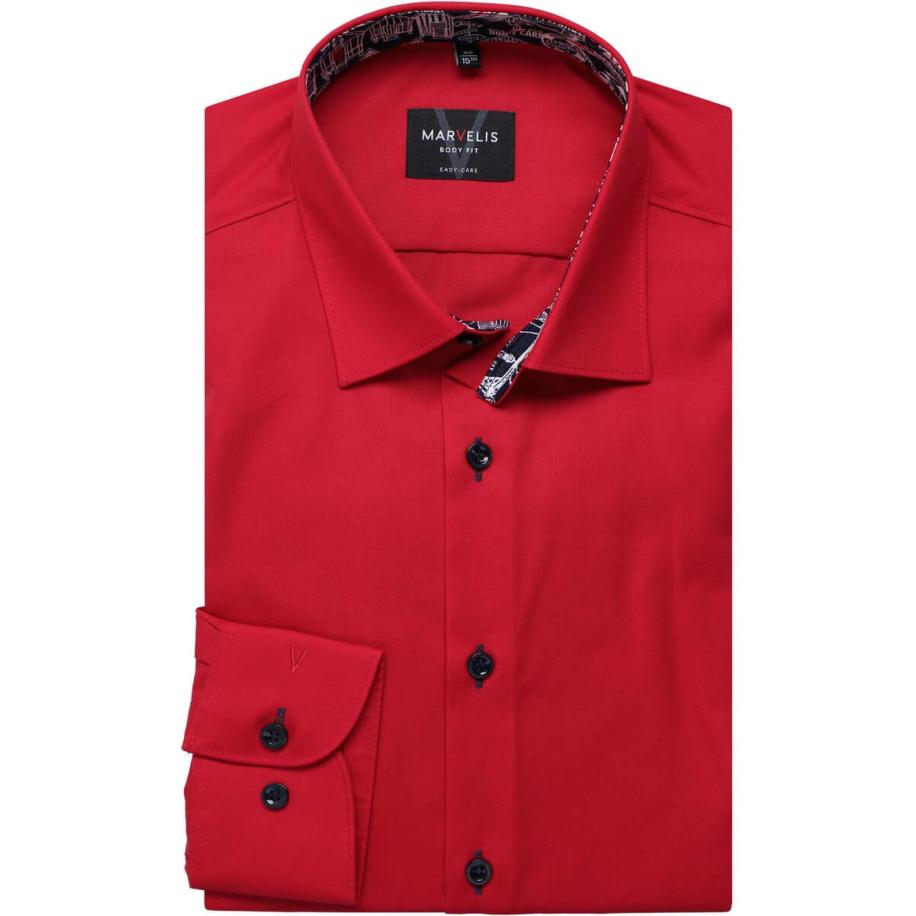 Marvelis Overhemd baksteenrood, Effen Rood