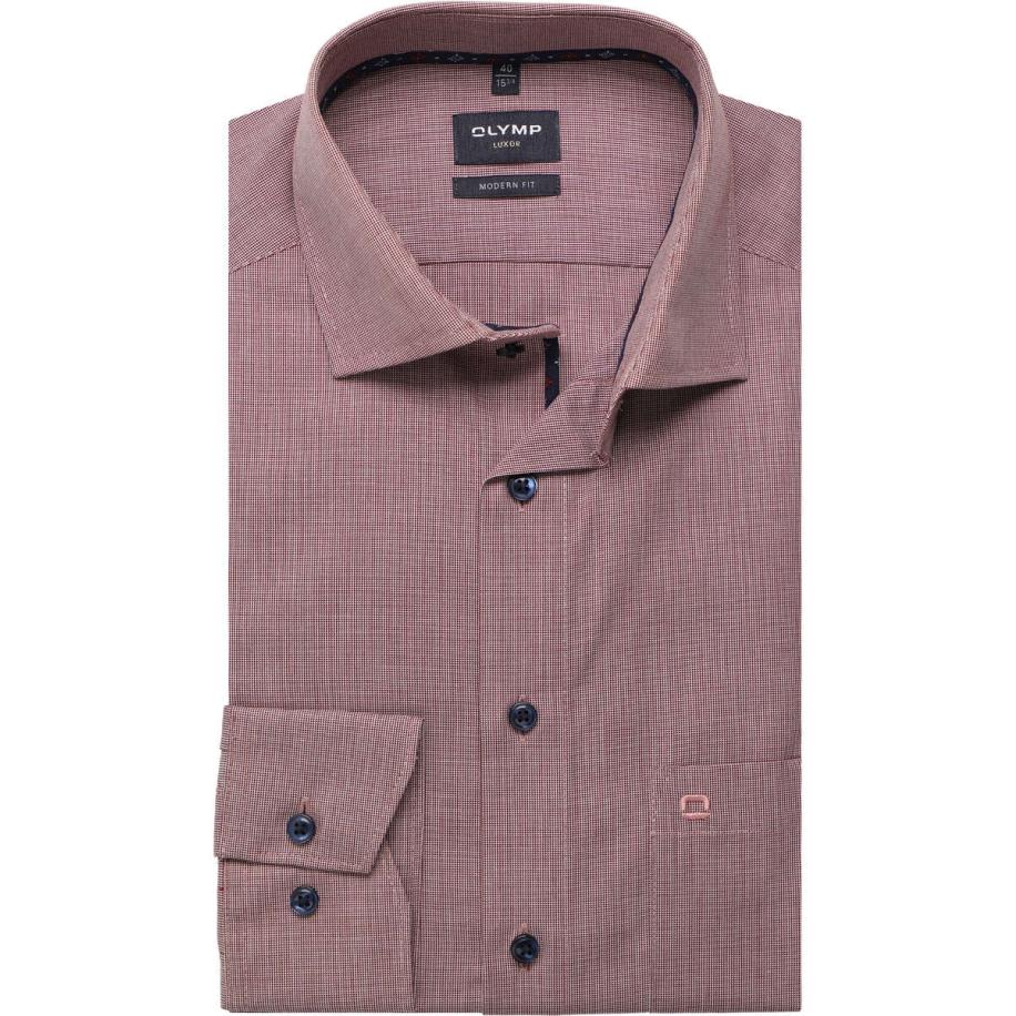OLYMP Luxor Overhemd donkerrood, Faux-uni Rood