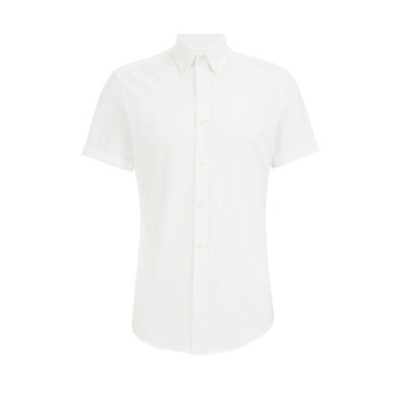 Fundamentals heren piquejersey overhemd met stretch - Slim Fit - Wit - Katoen - Maat: XXL