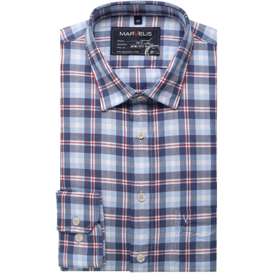 Marvelis Casual Overhemd marine, Ruit Blauw