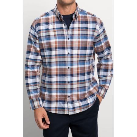 OLYMP Casual Flanellen Overhemd marine, Ruit