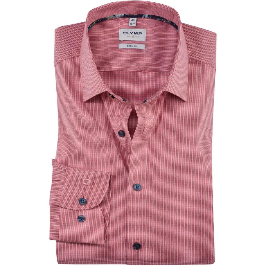 OLYMP Level Five Overhemd rood, Gestructureerd Rood