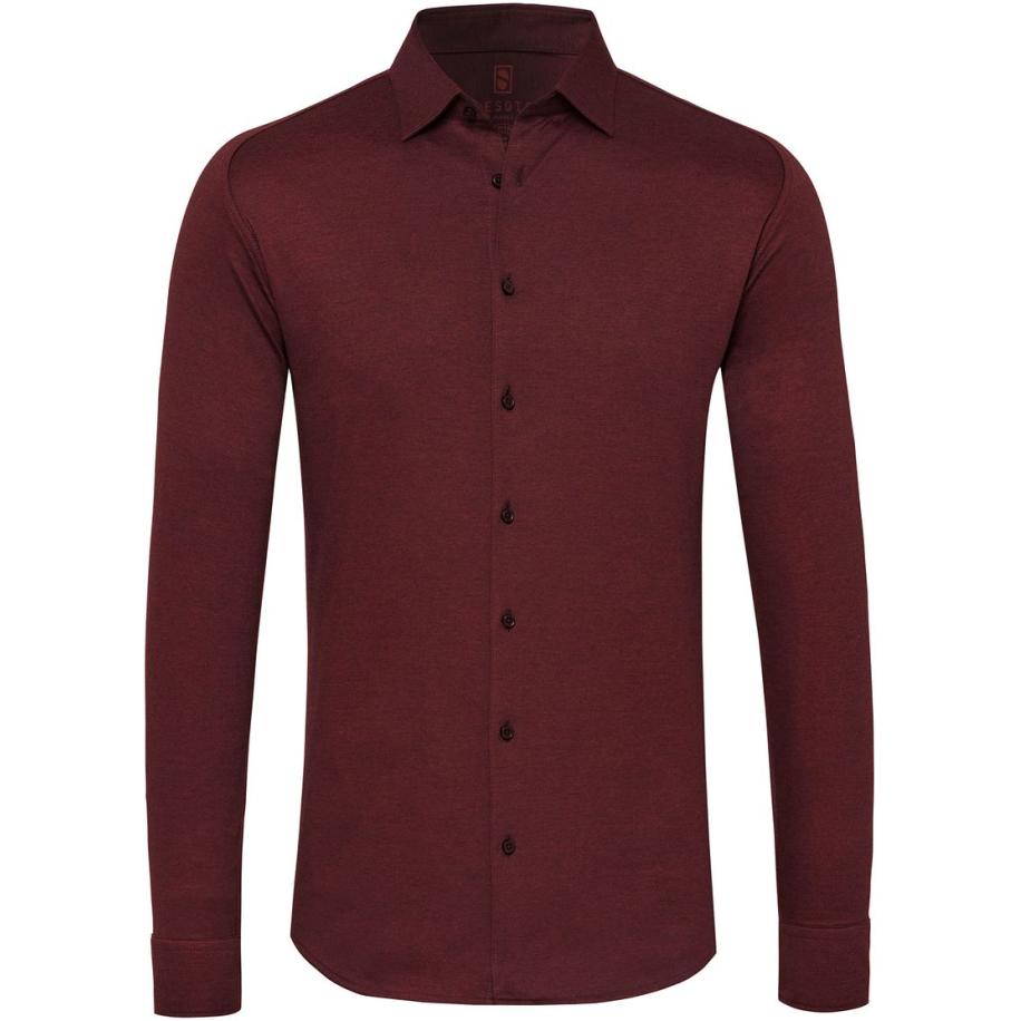 Desoto Overhemd Strijkvrij Modern Kent Donkerpaars Rood