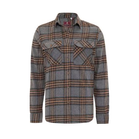 Williot Williot Overhemd greige / grijs gemêleerd / lichtoranje / zwart