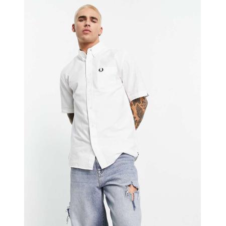 Fred Perry - Oxford overhemd met korte mouwen in wit