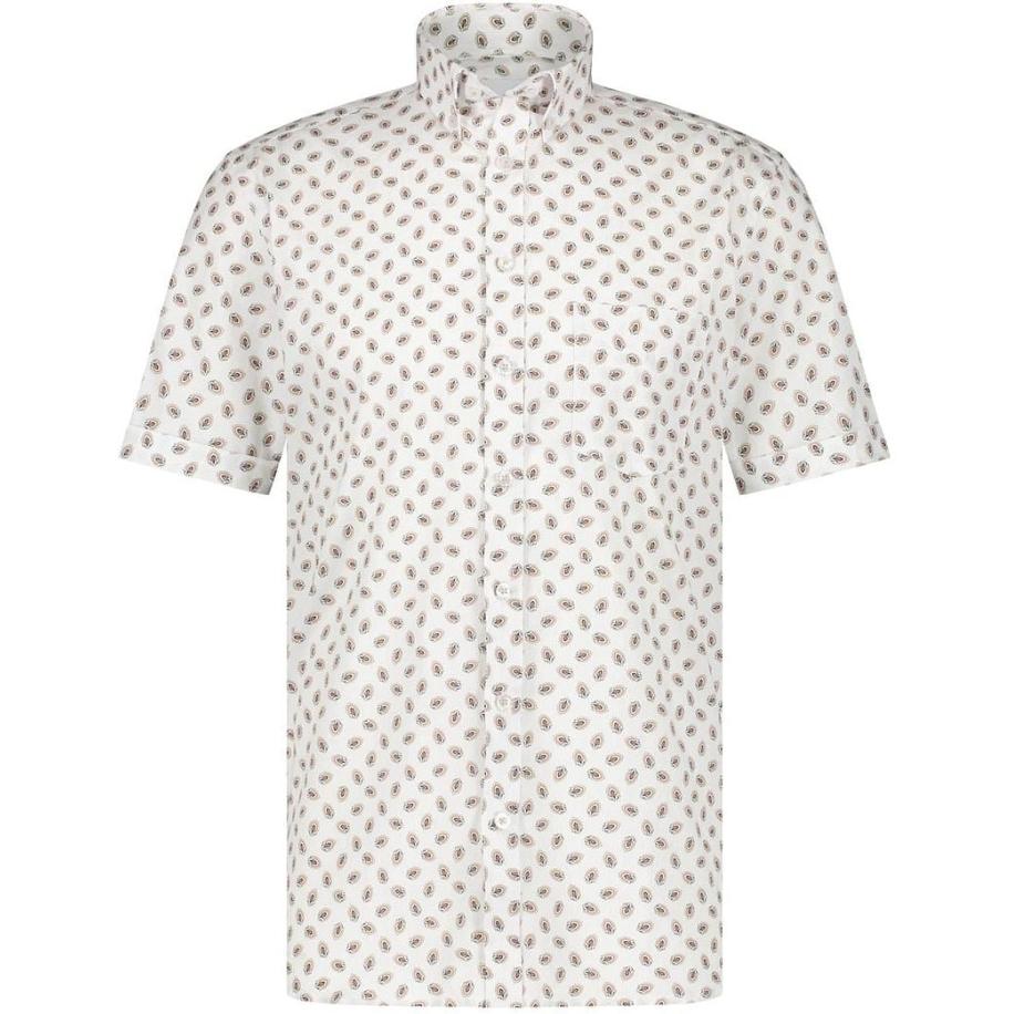 State Of Art Overhemd KM Print Bruin