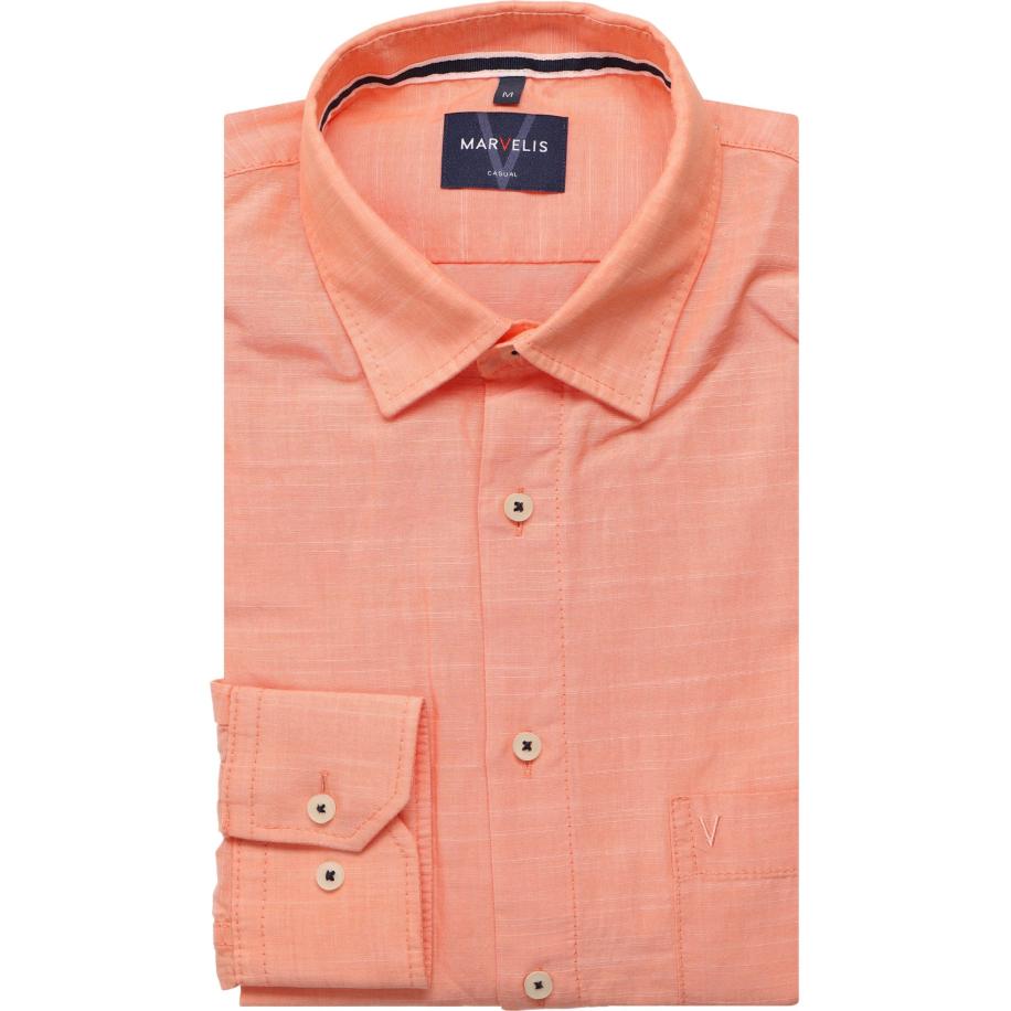 Marvelis Casual Overhemd koraal, Effen Oranje