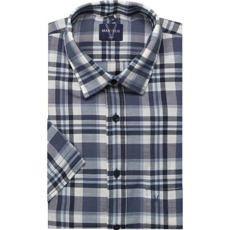 Marvelis Casual Overhemd Korte mouw rook blauw