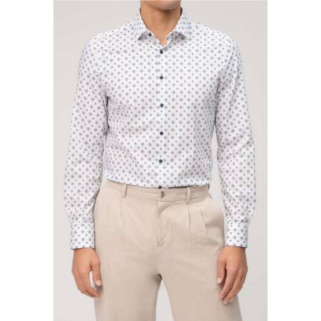 OLYMP Level Five 24/Seven Overhemd koraal, Bedrukt