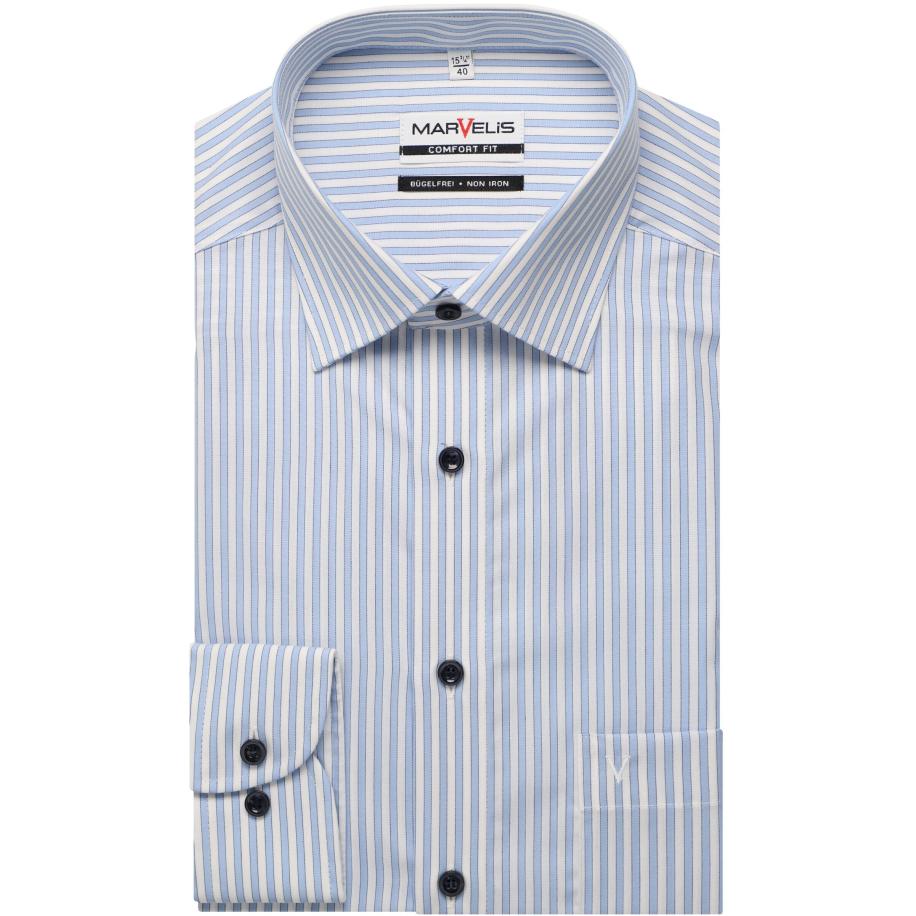 Marvelis Overhemd blauw, Gestreept Blauw
