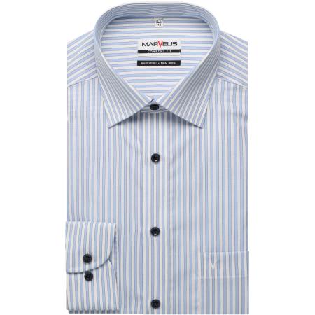 Marvelis Overhemd blauw, Gestreept