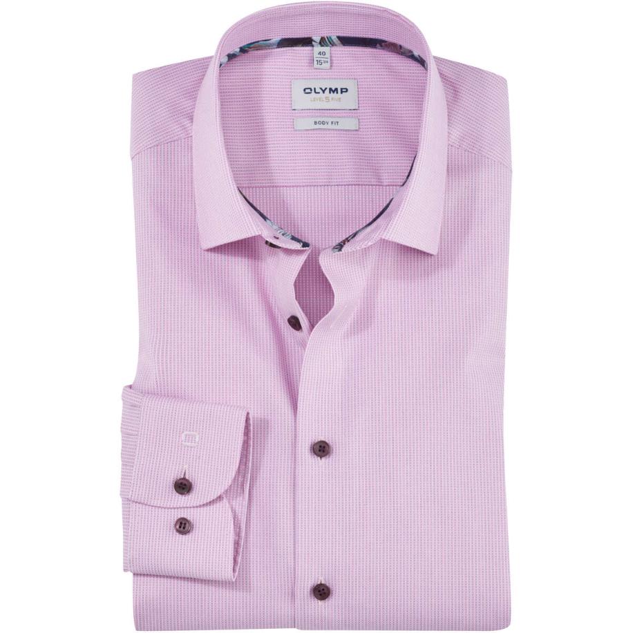 OLYMP Level Five Overhemd roos, Gestructureerd Rood