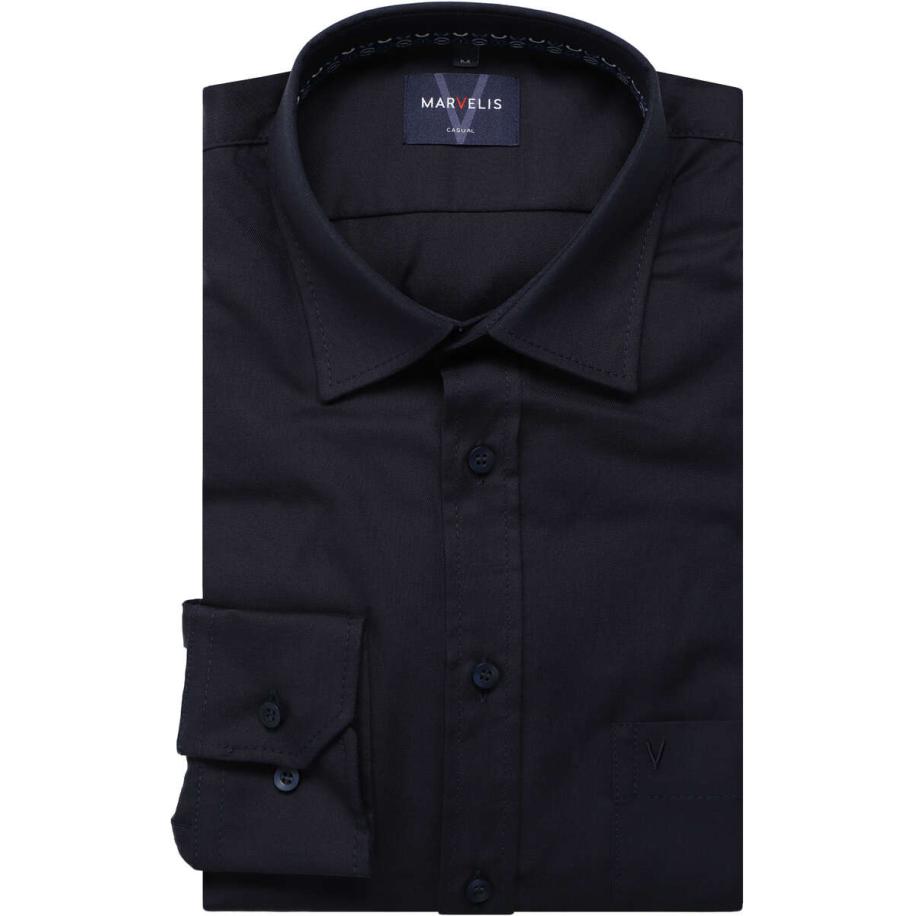 Marvelis Casual Overhemd nachtblauw, Faux-uni Blauw
