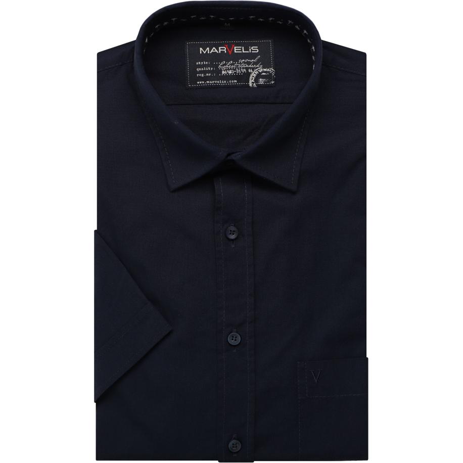 Marvelis Casual Overhemd Korte mouw marine Blauw
