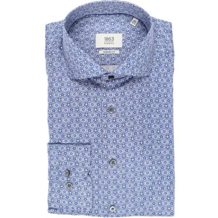 ETERNA 1863 Overhemd middenblauw, Bedrukt