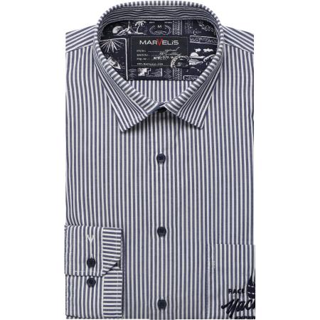Marvelis Casual Overhemd marine, Gestreept