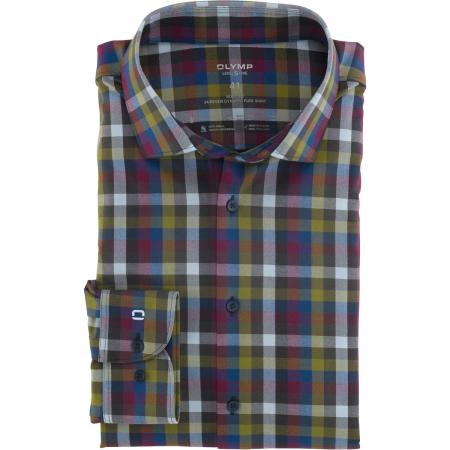 OLYMP Level Five 24/Seven Dynamic Flex Overhemd blauw/groen/rood, Ruit