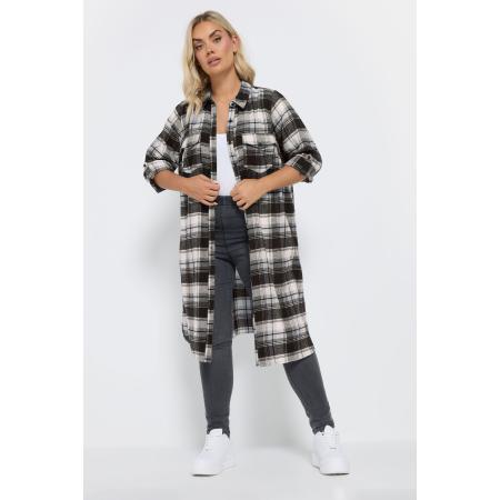 Yours Lange Overhemdjurk Van Katoen Met Ruitmotief In Zwart/Wit Size 58-60