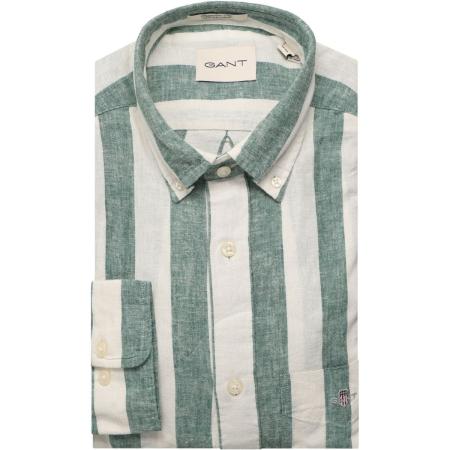 GANT Linnen Overhemd groen, Gestreept