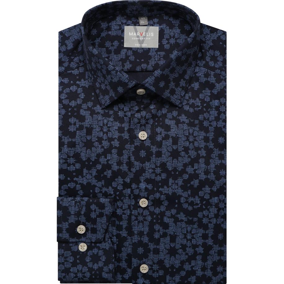 Marvelis Overhemd marine, Bedrukt Blauw