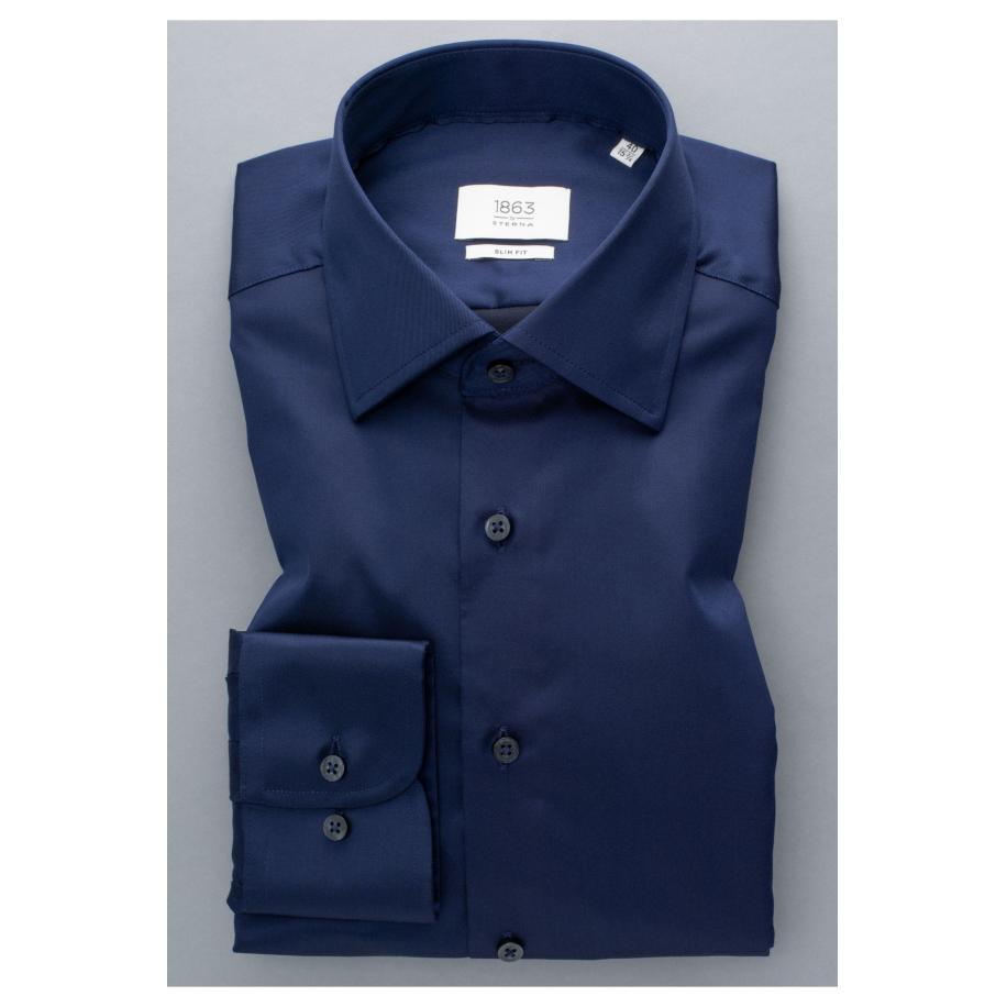 ETERNA 1863 Overhemd marine, Effen Blauw