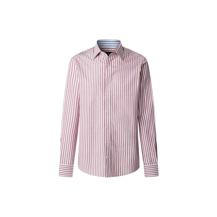 Hackett London Hackett London Overhemd Soft Bengal watermeloen rood / wit -