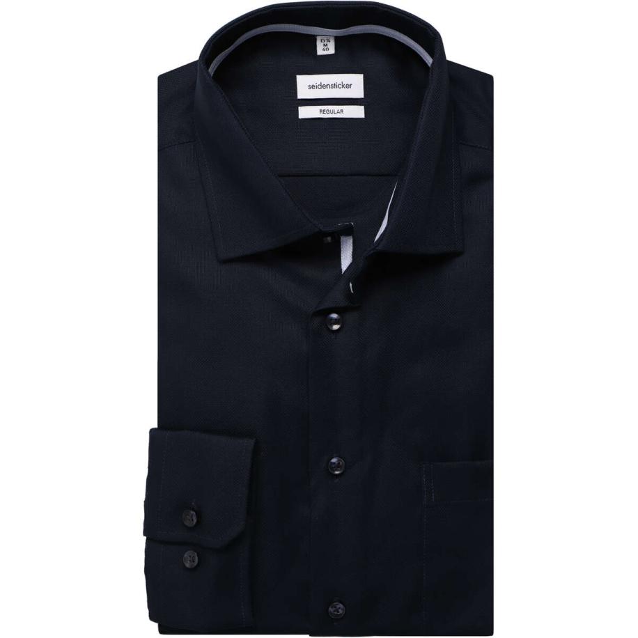 Seidensticker Overhemd donkerblauw, Effen Blauw