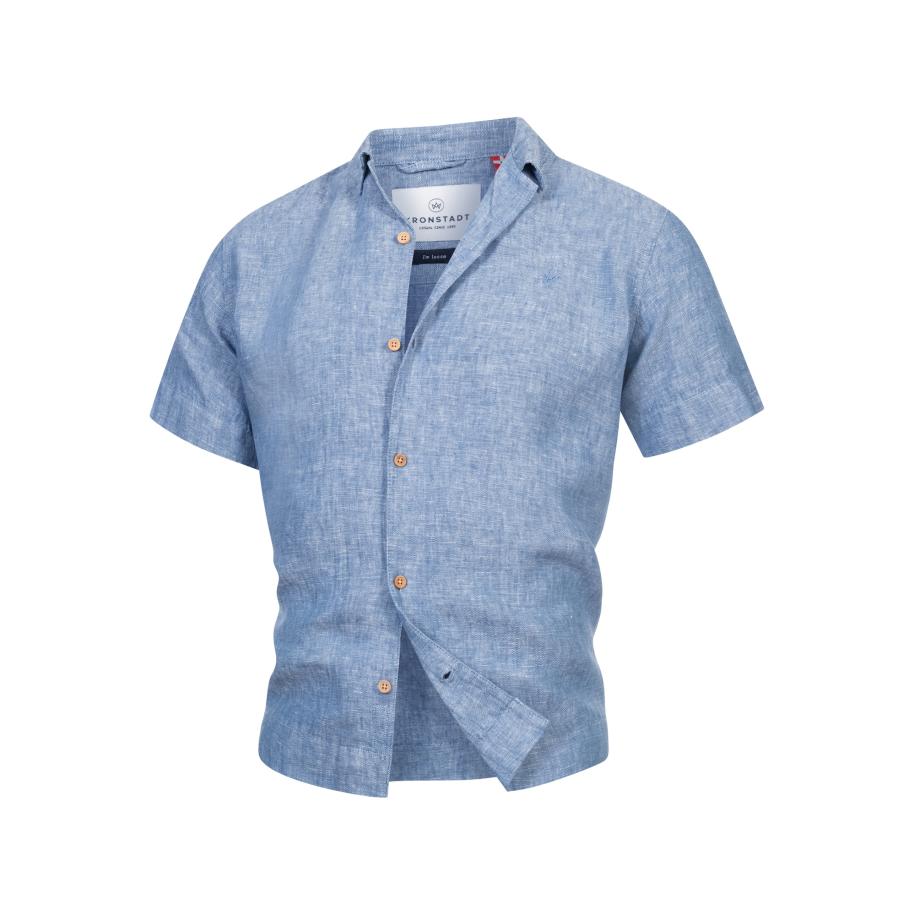 Kronstadt Kronstadt Overhemd Ayers blauw gemêleerd -