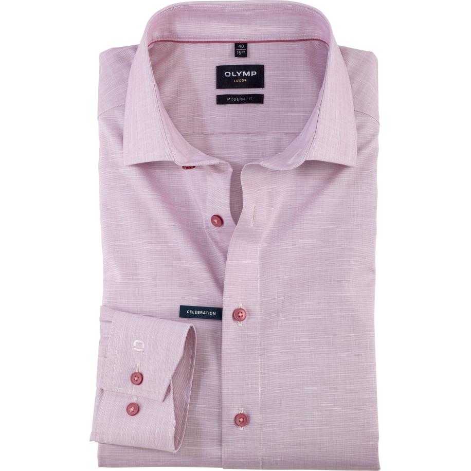 OLYMP Luxor Overhemd mauve, Faux-uni Bruin