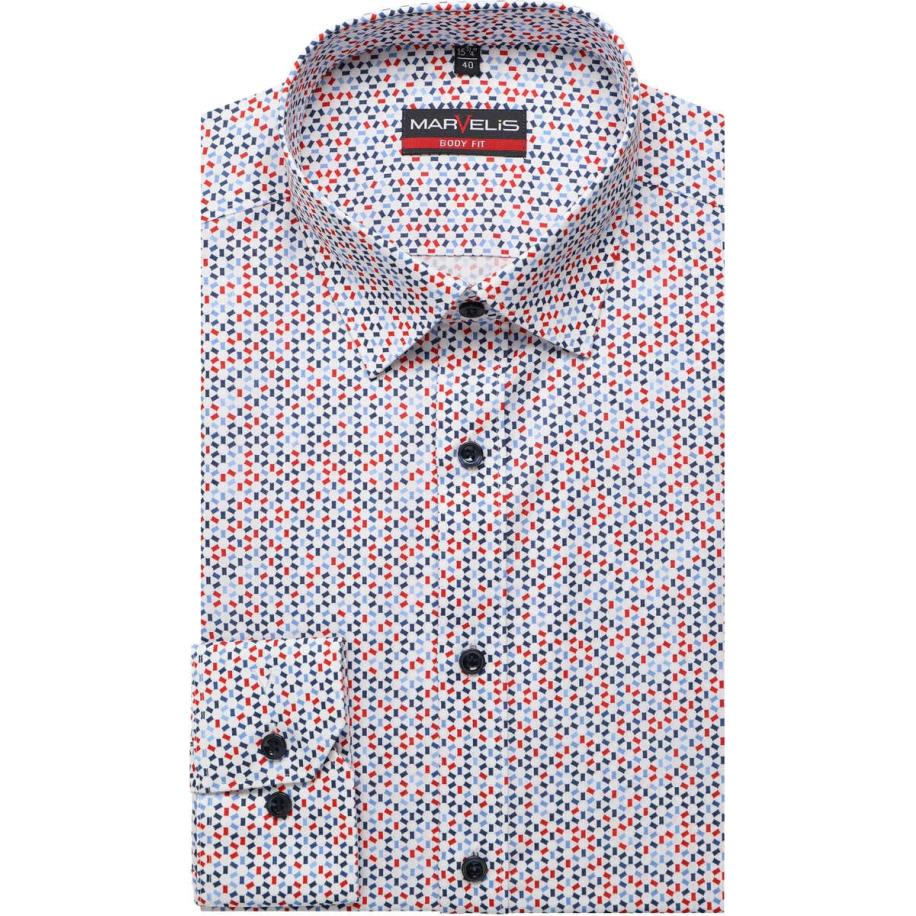Marvelis Overhemd wit, Bedrukt Rood