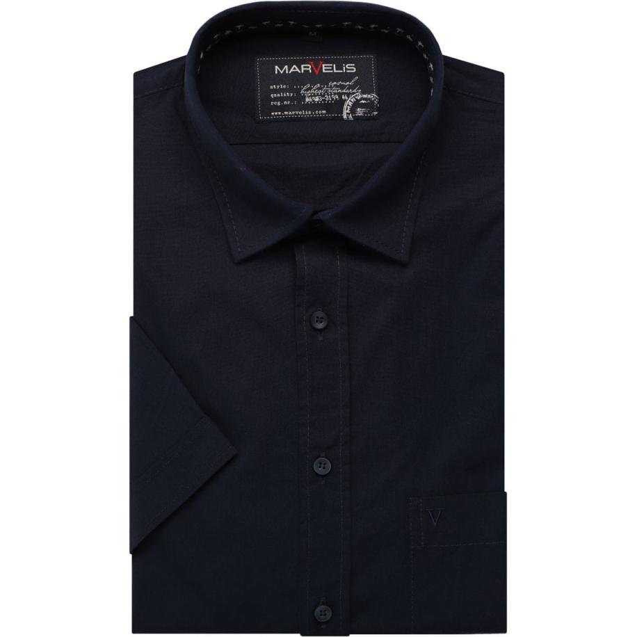 Marvelis Casual Overhemd Korte mouw marine Blauw