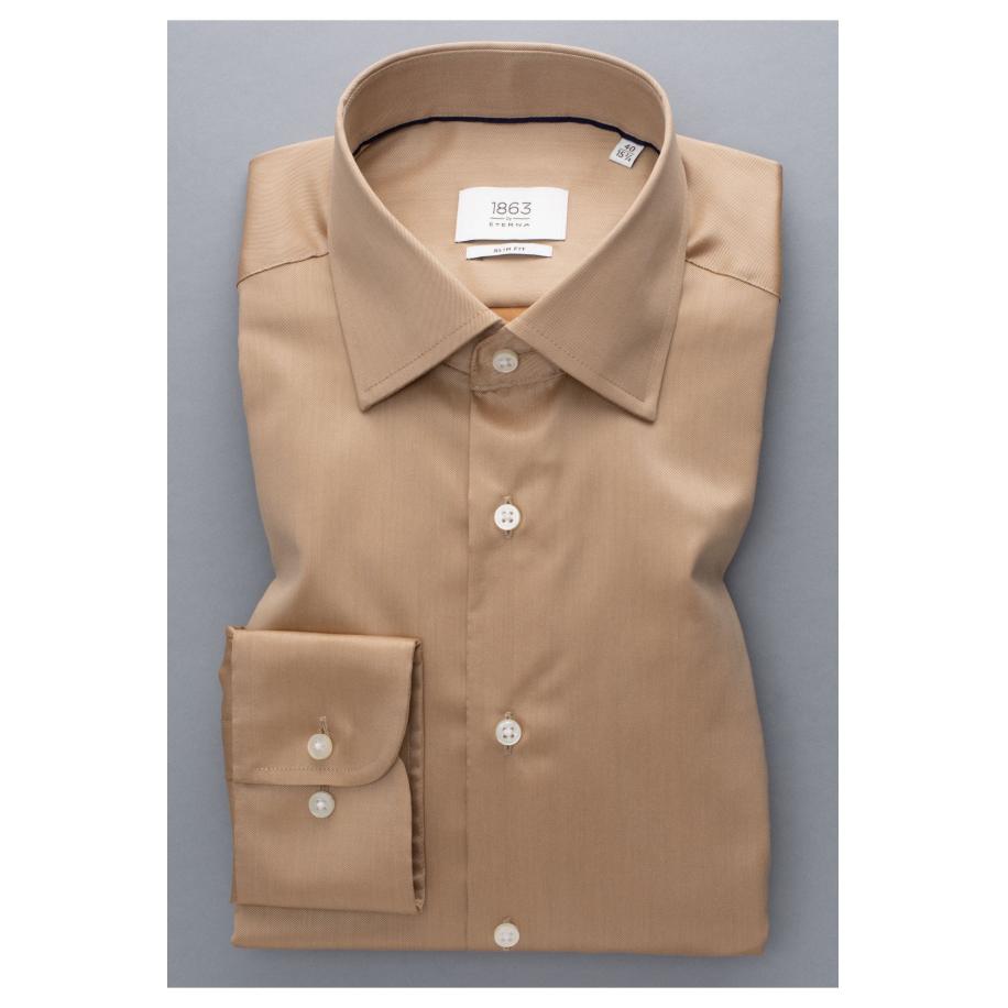 ETERNA 1863 Overhemd bruin, Effen Bruin