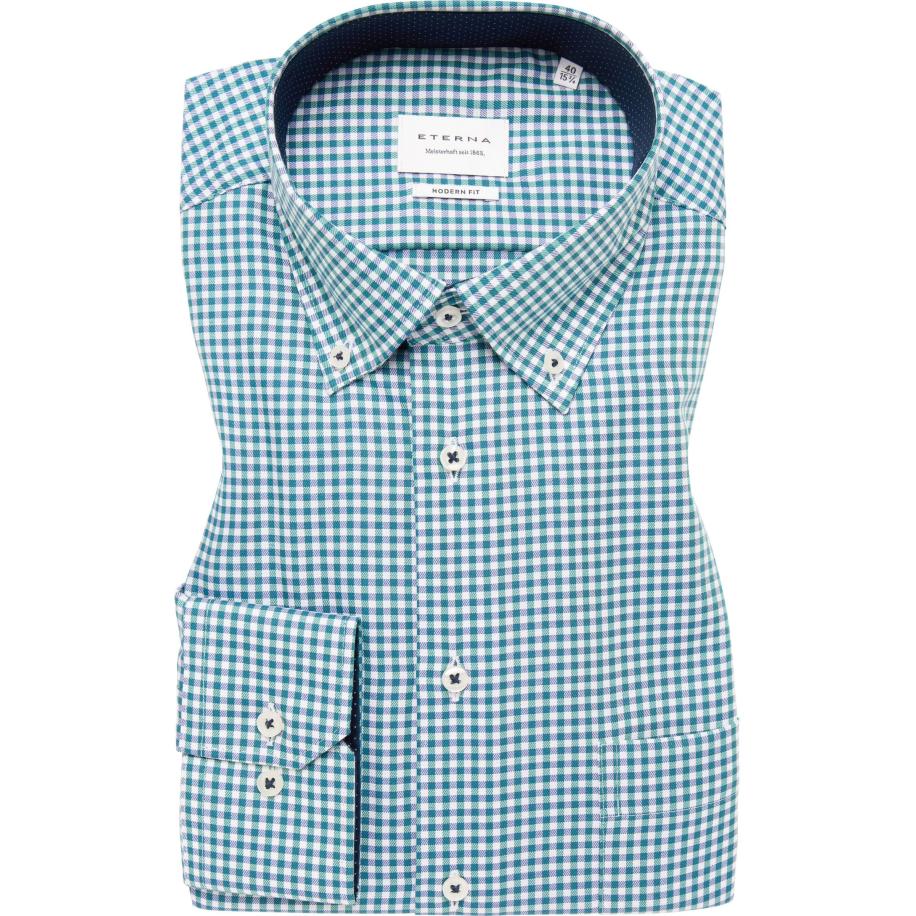 ETERNA Overhemd donkergroen, Ruit Groen