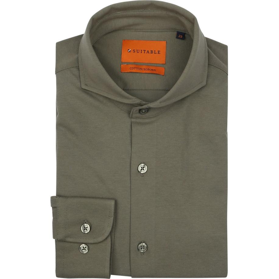 Suitable Sorona Overhemd Olijfgroen Groen