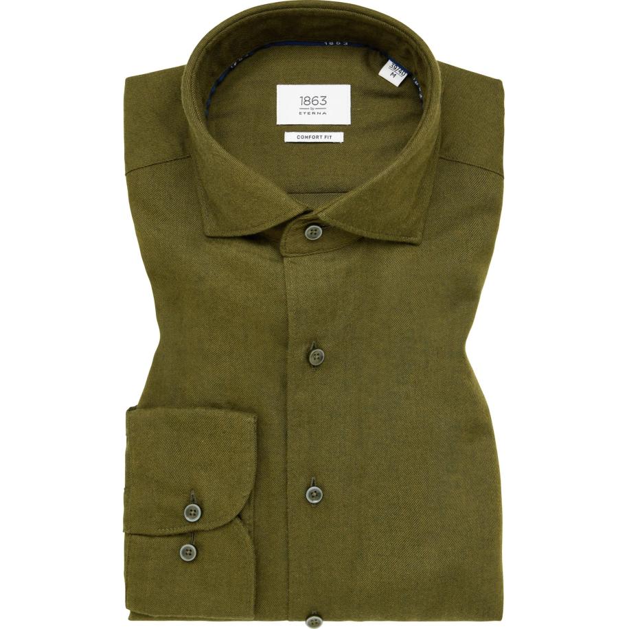 ETERNA 1863 Flanellen Overhemd groen, Effen Groen