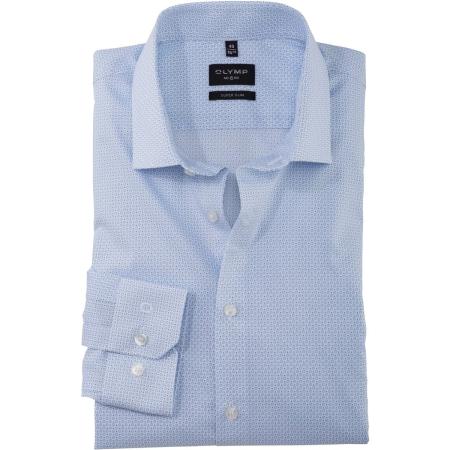 OLYMP No. Six Overhemd blauw, Bedrukt